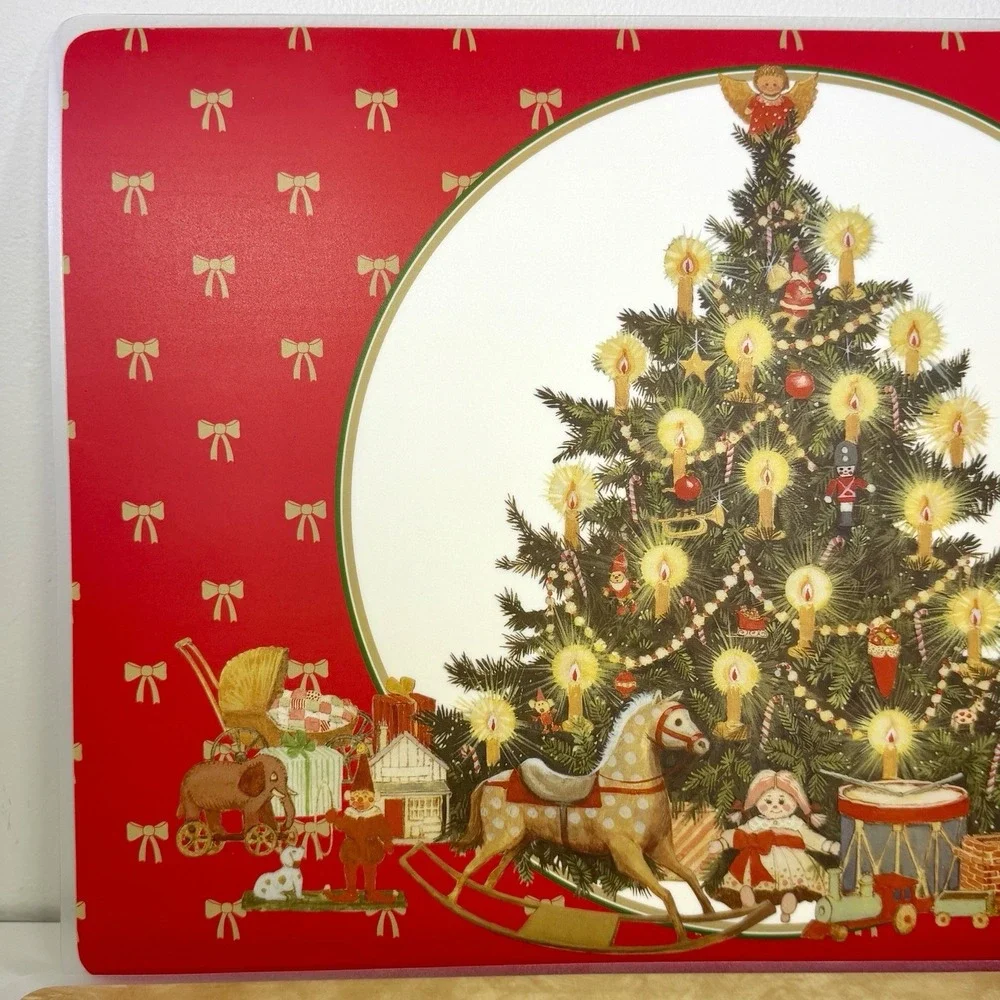 VTG Bright of America Christmas Placemats Set of 4 Reversible USA Holiday Table